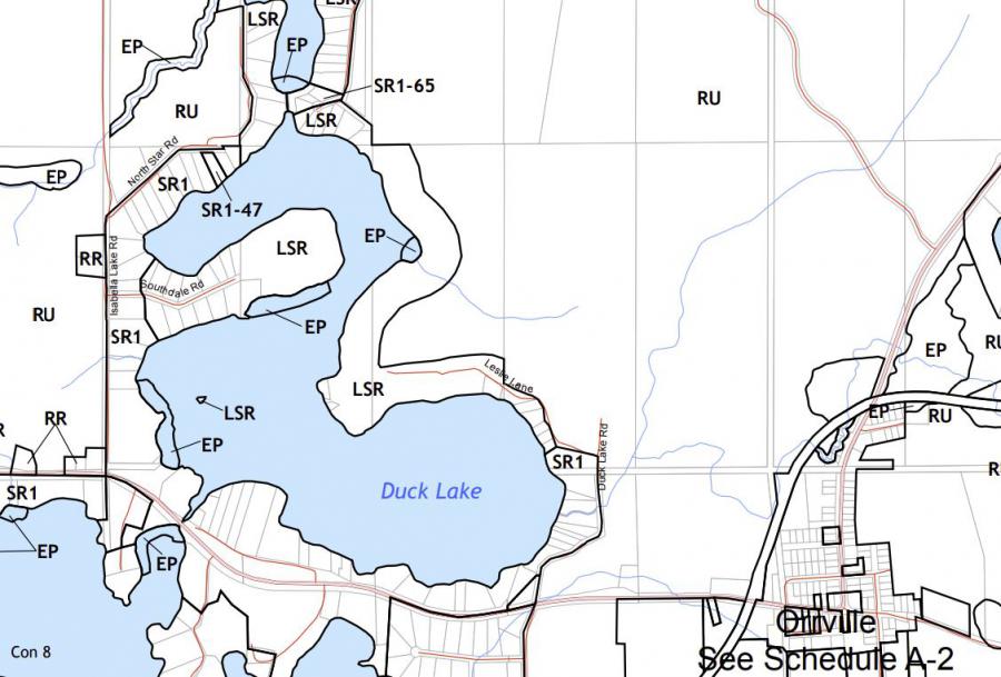 Zoning Map of Duck Lake in Municipality of Seguin and the District of Parry Sound